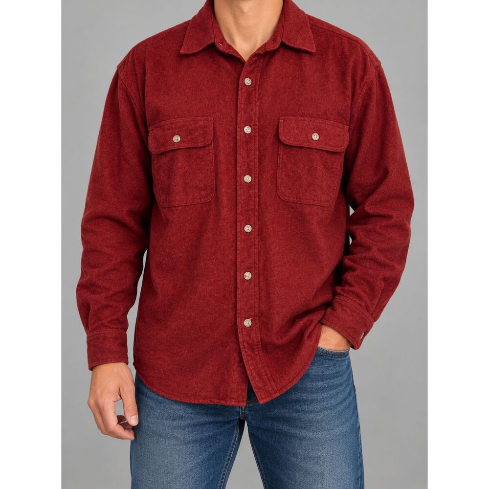 Field & Stream Men’s XL Red Flannel Shirt 100% Cotton Outdoor Hunting Button Up